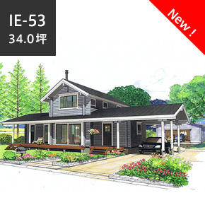 総2階建て IE-53<br>十字形プランとガレージルーフが目を引く