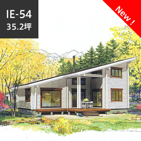 総2階建て IE-54<br>長く伸びた屋根と吹抜けがダイナミック
