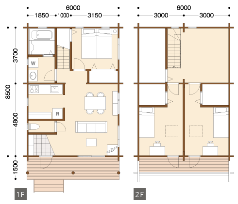総2階建て Ie 21間口6mのコンパクトな都市型住宅モデル ログハウスのtalo 総2階建て Ie 21間口6mのコンパクトな都市型住宅モデル ログハウスのtalo